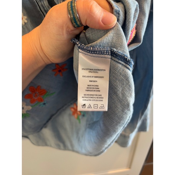 BILLY T Embellished Denim Shirt Butterflies Flowers Stars Button Down Top Women - Picture 12 of 16